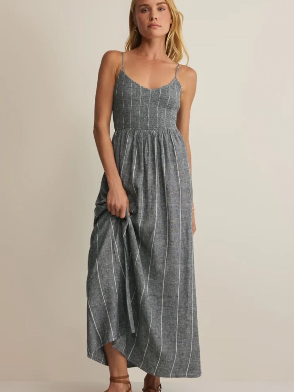 NWT - Z Supply Romy Striped Linen Maxi Dress - Size S - Eclipse